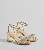 Shine The Spotlight Rhinestone Bow Block Heels