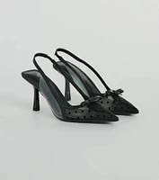 Adorably Posh Polka Dot Mesh Slingback Pumps