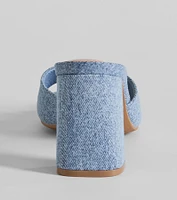 Denim Diva Square Toe Block Heels