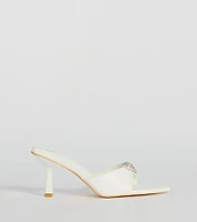 Heart Stopper Rhinestone Faux Leather Stiletto Heels