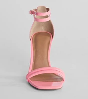 Iconic Strappy Patent Faux Leather Stiletto Heels