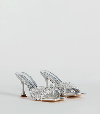 Fab Statement Twist Strap Metallic Stiletto Mules