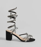 Flutter Fashion Rhinestone Butterfly Spiral Heels