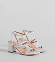 Style Icon Strappy Faux Leather Short Block Heels