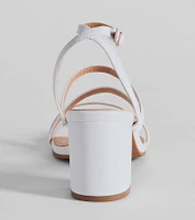 Style Icon Strappy Faux Leather Short Block Heels