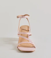 Style Icon Strappy Faux Leather Short Block Heels