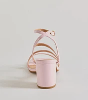 Style Icon Strappy Faux Leather Short Block Heels