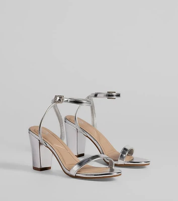 Pretty Metallic Basic Block Heels