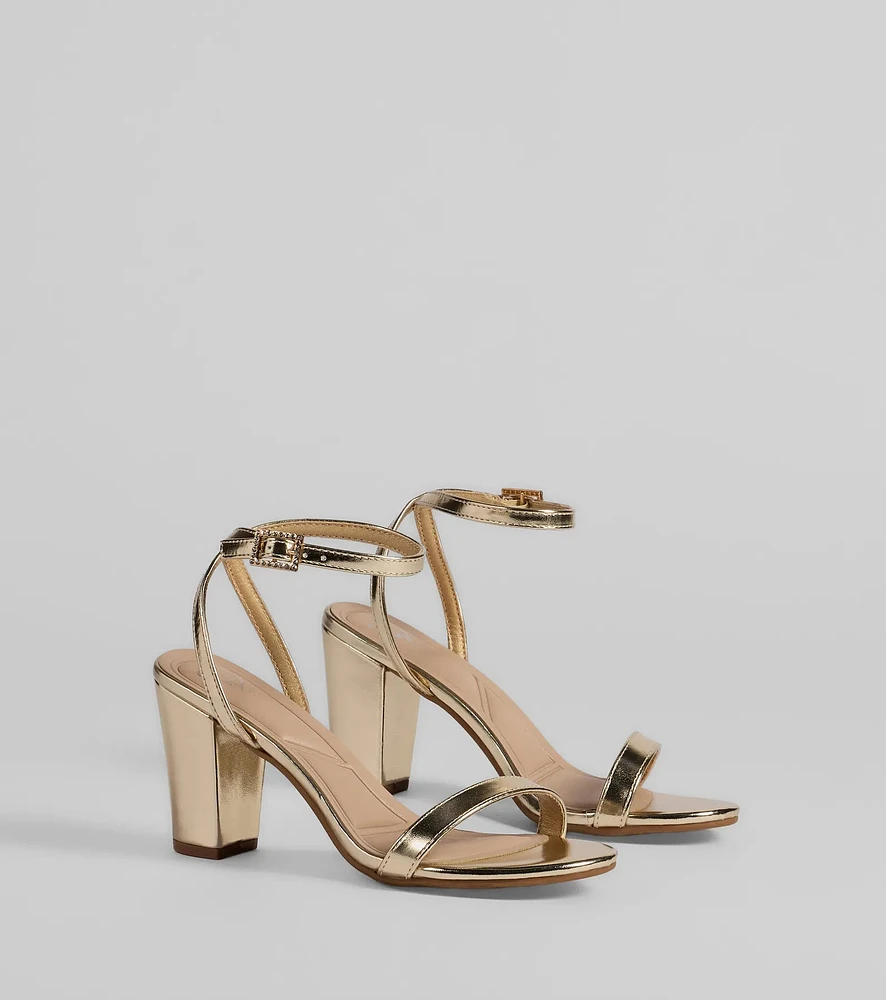 Pretty Metallic Basic Block Heels