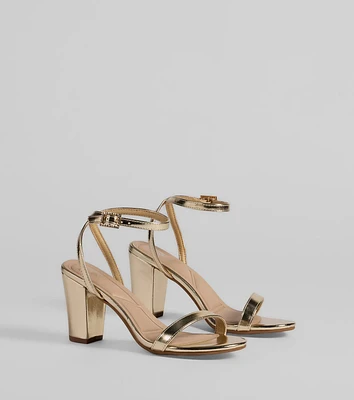 Pretty Metallic Basic Block Heels