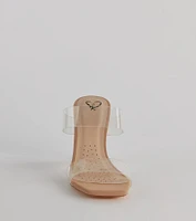 Clearly On Trend PVC Strap Lucite Block Heels