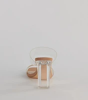 Clearly On Trend PVC Strap Lucite Block Heels