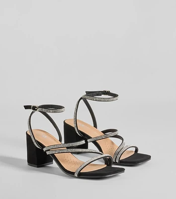 Midnight Light Rhinestone Strappy Block Heels