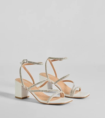 Alluring Glamour Rhinestone Strappy Block Heels