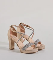 Gloss Up Glitter Rhinestone Platform Block Heels
