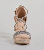 Gloss Up Glitter Rhinestone Platform Block Heels