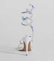 Mythical Babe Butterfly Rhinestone Spiral Stiletto Heels