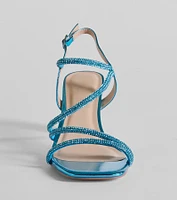 Glamour Up Rhinestone Strappy Metallic Heels