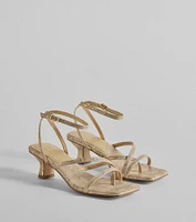 Glam Attitude Metallic Snake Print Kitten Heels