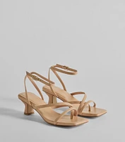 Chic Moves Strappy Snake Print Kitten Heels