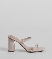 Day To Night Strappy Faux Leather Block Heels