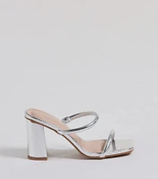 Day To Night Strappy Faux Leather Block Heels
