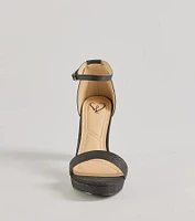 Sparkle And Glow Glitter Mesh Platform Heels
