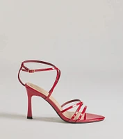 Chic Patent Faux Leather Strappy Stiletto Heels