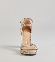 Sassy Moment Snake Print Block Heels