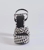 Style Icon Houndstooth Platform Knot Block Heels