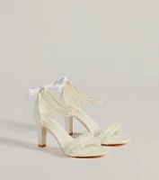 Chic Touch Pearl Strap Bow Stiletto Heels