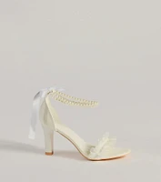 Chic Touch Pearl Strap Bow Stiletto Heels