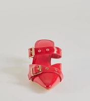 Keep It Chic Buckle Strap Kitten Heel Mules