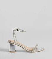 Sparkle Party Rhinestone Metallic Block Heels