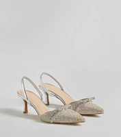 Sparkly Deets Rhinestone Bow Stiletto Pumps