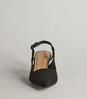 Forever Chic Pointed-Toe Slingback Kitten Heels