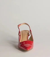 Forever Chic Pointed-Toe Slingback Kitten Heels