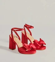 Icon Era Satin Bow Strap Platform Heels
