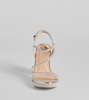 Glam Stride Rhinestone Metallic Platform Block Heels