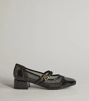 So Iconic Faux Leather Mary Jane Block Heels