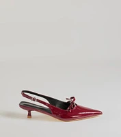 Adorably Sleek Bow Strap Kitten Heel Pumps