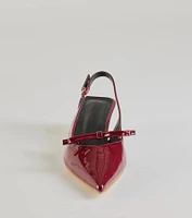 Adorably Sleek Bow Strap Kitten Heel Pumps