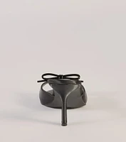 Chic Elegance Faux Leather Stiletto Bow Mules