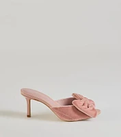 Sweet Romance Velvet Bow Stiletto Mules