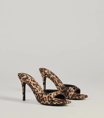 Ever So Fierce Leopard Satin Stiletto Mules