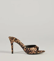 Ever So Fierce Leopard Satin Stiletto Mules