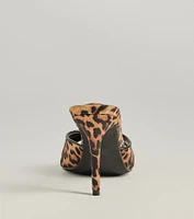 Ever So Fierce Leopard Satin Stiletto Mules