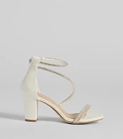 Love To Sparkle Rhinestone Strap Block Heels
