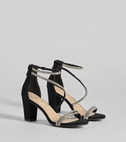 Language Of Glam Rhinestone Strap Block Heels