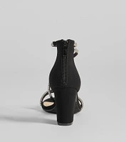 Language Of Glam Rhinestone Strap Block Heels